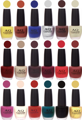 

AQ Fashion Velvet Matte Nail Polish 18 Pcs Combo Set No. 81154 Multicolor(Pack of 18)