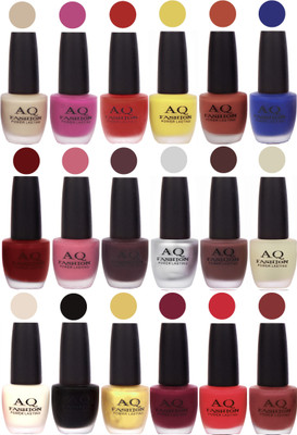 

AQ Fashion Velvet Matte Nail Polish 18 Pcs Combo Set No. 81129 Multicolor(Pack of 18)