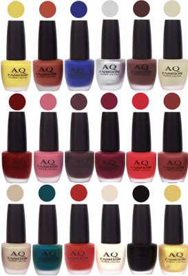 

AQ Fashion Velvet Matte Nail Polish 18 Pcs Combo Set No. 81143 Multicolor(Pack of 18)