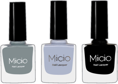 

Micio Luxurious Collection of Glossy Nail Lacquer (Ash Grey, Arctic, Sinful Black)(Pack of 3)