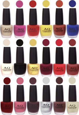 

AQ Fashion Velvet Matte Nail Polish 18 Pcs Combo Set No. 81128 Multicolor(Pack of 18)