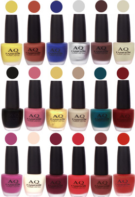 

AQ Fashion Velvet Matte Nail Polish 18 Pcs Combo Set No. 81168 Multicolor(Pack of 18)