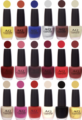 

AQ Fashion Velvet Matte Nail Polish 18 Pcs Combo Set No. 81138 Multicolor(Pack of 18)
