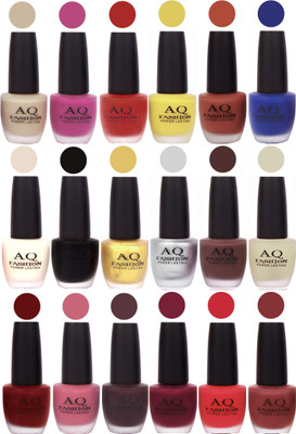 

AQ Fashion Velvet Matte Nail Polish 18 Pcs Combo Set No. 81130 Multicolor(Pack of 18)