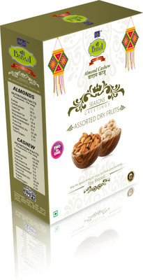 

Shree BABAJI Pack of Two {Almond(Badam)200 grams and Cashew(Kaju)200 grams} Assorted Nuts(400 g, Box)
