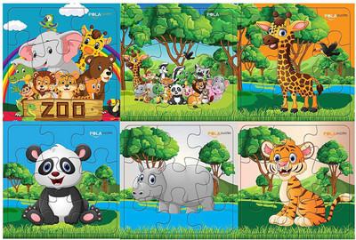 

Pola Puzzles Wild Animals SetSet of 6, 9 Piece Jigsaw Puzzles or Floor Puzzles Size: 11.2 CM X 11.2 CM, Age 3+ Years and Above(54 Pieces)