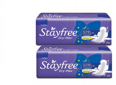Stayfree Dry Max all Nights 28+28 Pad Sanitary Pad(Pack of 2)