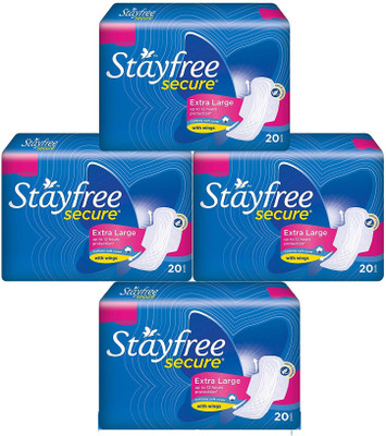 

Stayfree Secure Cottony Sanitary Napkins 20+20+20+20 Pad Sanitary Pad(Pack of 4)