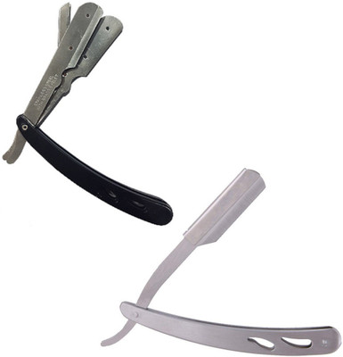 

KYT Stainless Steel Straight Barber Folding Hair Salon Razor and plastic handle razor pack of 2 pcs(Pack of 2)