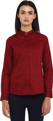 PARK AVENUE Women Solid Casual Maroon Shirt