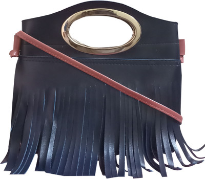 Hims Women Casual Black PU Sling Bag