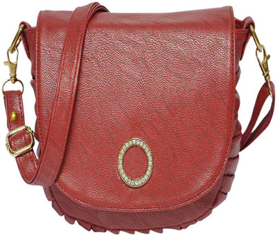 Quickk Women Casual Maroon Leatherette Sling Bag