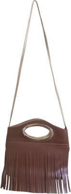 

Hims Women Evening/Party Brown PU Sling Bag