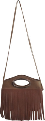 

Hims Women Evening/Party Gold PU Sling Bag