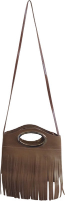 

Hims Women Evening/Party Brown PU Sling Bag