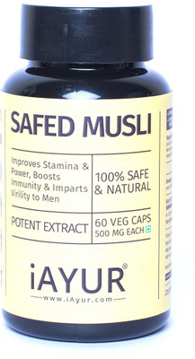 

iAYUR Safed Musli Extract Tested & Certified 100% Potent, Pure & Safe 500 Mg(60 No)