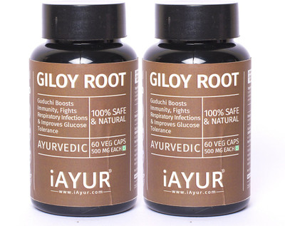 

iAYUR Giloy (Guduchi) Extract Pack of 2 100% Potent, Natural, Pure & Safe 500 Mg(120 No)