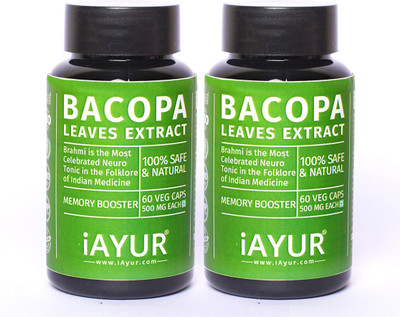 

iAYUR Bacopa (Brahmi) Extract (Pack of 2) 100% Potent, Pure & Safe 500 Mg(120 No)