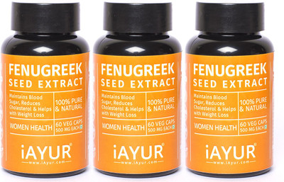 

iAYUR Fenugreek (Methi) Extract (Pack of 3) 100% Potent, Pure & Safe 500 Mg(180 No)