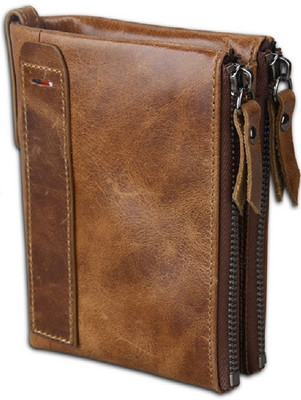 

anj Men Brown Genuine Leather Wallet(2 Card Slots)