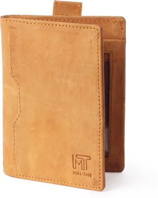 

MIN-TAN Men Khaki Genuine Leather Card Holder(8 Card Slots), Camel brown