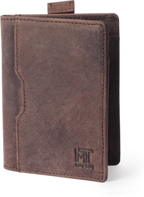 MIN-TAN Men Grey Genuine Leather Card Holder(8 Card Slots), Light brown