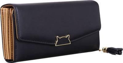 

Cidky Women Black Artificial Leather Wrist Wallet(4 Card Slots), Trendy black