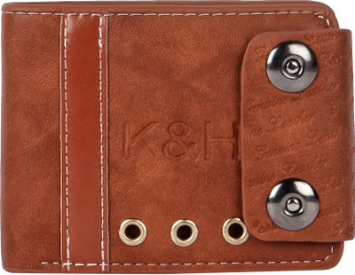 

K & H Men Men Casual Brown Genuine Leather Wallet(6 Card Slots)