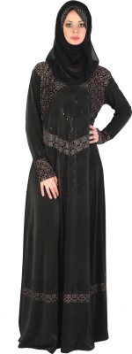 SOFIAS Polyester Abaya With Hijab(Black)