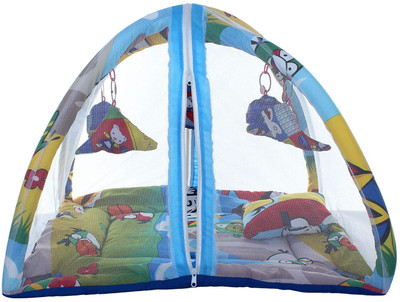 

Aayat Kids New Arrival Soft Baby Kick and Play Gym with Mosquito Net and Baby Bedding Set X3 Durable Qualitied Crib(Fabric, Multicolor)