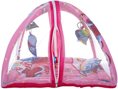 

Aayat Kids New Arrival Soft Baby Kick and Play Gym with Mosquito Net and Baby Bedding Set X2 Durable Qualitied Crib(Fabric, Multicolor)