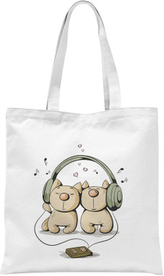 

Rawbags Rawbags'Cute dogs Hearing Music'-White tote bag Multipurpose Bag(White, 5 L)