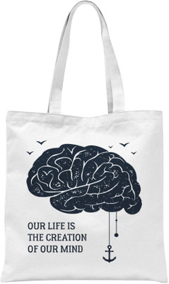 

Rawbags Rawbags'Our life is the Creation of our mind'-White tote bag (Nursery/Play School) Multipurpose Bag(White, 5 L)