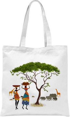 

Rawbags Rawbags'African jungle Story'-White tote bag (Nursery/Play School) Multipurpose Bag(White, 5 L)