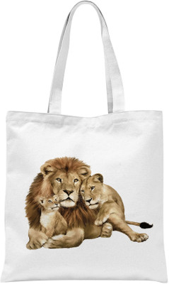

Rawbags Rawbags'Lions family'-White tote bag (Nursery/Play School) Multipurpose Bag(White, 5 L)