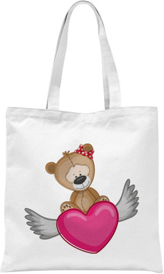 

Rawbags Rawbags'Teddy with love'-White tote bag (Nursery/Play School) Multipurpose Bag(White, 5 L)
