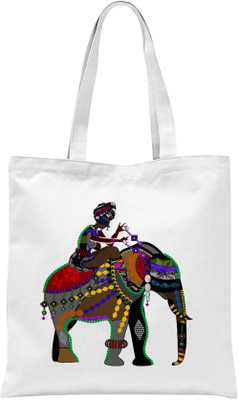 

Rawbags Rawbags'African Elephant Riding'-White tote bag Multipurpose Bag(White, 5 L)