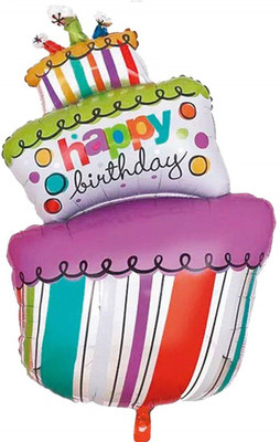 

Sahaya Printed 1 pcs Happy Birthday Cake Foil Balloons XL Size Balloon(Multicolor, Pack of 1)