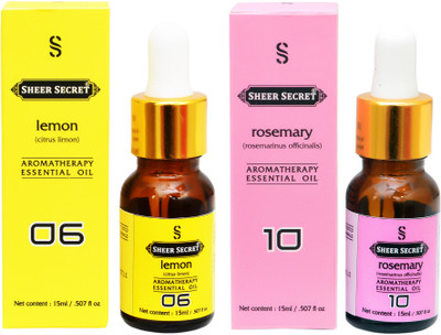 

SHEER SECRET 2 AROMATHERAPY LEMON ESSENTIAL OIL 15ML AND ROSEMARY ESSENTIAL OIL 15ML(30 ml)