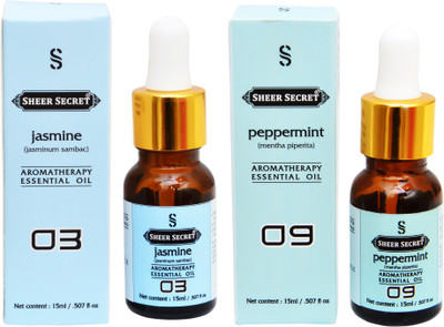 

SHEER SECRET 2 AROMATHERAPY JASMINE ESSENTIAL OIL 15ML AND PEPPERMINT ESSENTIAL OIL 15ML(30 ml)