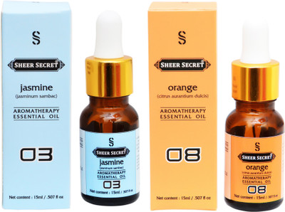 

SHEER SECRET 2 AROMATHERAPY JASMINE ESSENTIAL OIL 15ML AND ORANGE ESSENTIAL OIL 15ML(30 ml)