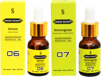 

SHEER SECRET 2 AROMATHERAPY LEMON ESSENTIAL OIL 15ML AND LEMONGRASS ESSENTIAL OIL 15ML(30 ml)