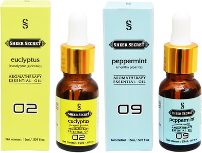 

SHEER SECRET 2 AROMATHERAPY EUCLYPTUS ESSENTIAL OIL 15ML AND PEPPERMINT ESSENTIAL OIL 15ML(30 ml)
