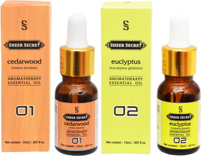 

SHEER SECRET 2 AROMATHERAPY CEDARWOOD ESSENTIAL OIL 15ML AND EUCLYPTUS ESSENTIAL OIL 15ML(30 ml)
