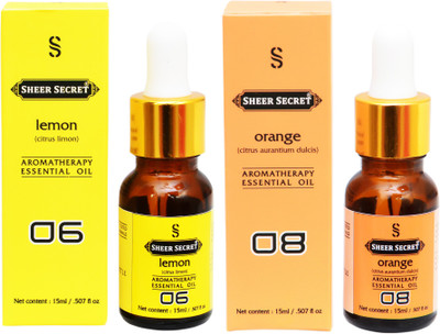 

SHEER SECRET 2 AROMATHERAPY LEMON ESSENTIAL OIL 15ML AND ORANGE ESSENTIAL OIL 15ML(30 ml)