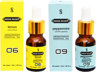 

SHEER SECRET 2 AROMATHERAPY LEMON ESSENTIAL OIL 15ML AND PEPPERMINT ESSENTIAL OIL 15ML(30 ml)