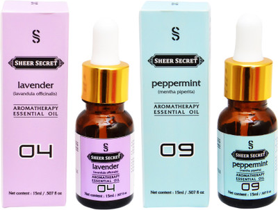 

SHEER SECRET 2 AROMATHERAPY LAVENDER ESSENTIAL OIL 15ML AND PEPPERMINT ESSENTIAL OIL 15ML(30 ml)