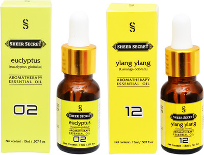 

SHEER SECRET 2 AROMATHERAPY EUCLYPTUS ESSENTIAL OIL 15ML AND YLANG YLANG ESSENTIAL OIL 15ML(30 ml)