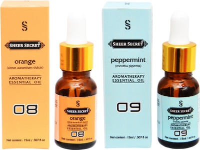 

SHEER SECRET 2 AROMATHERAPY ORANGE ESSENTIAL OIL 15ML AND PEPPERMINT ESSENTIAL OIL 15ML(30 ml)