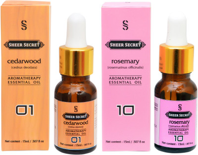 

SHEER SECRET 2 AROMATHERAPY CEDARWOOD ESSENTIAL OIL 15ML AND ROSEMARY ESSENTIAL OIL 15ML(30 ml)